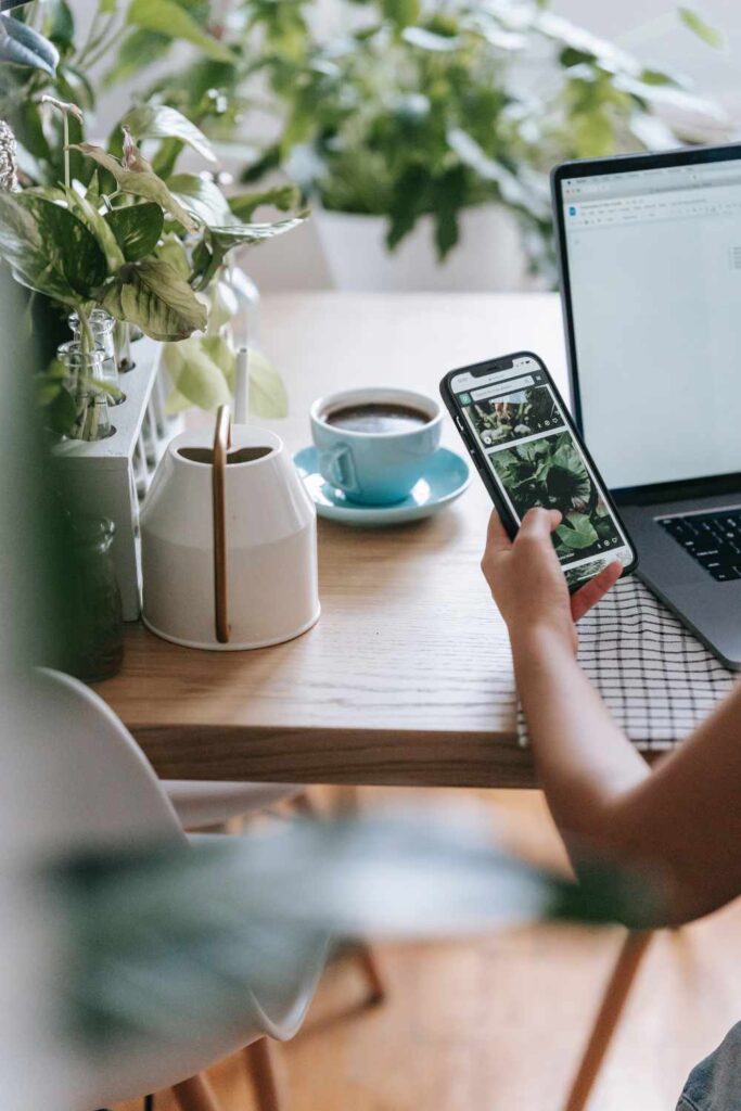 woman working on images selection